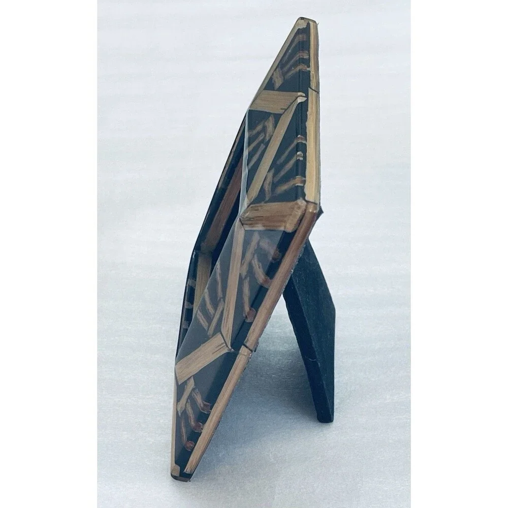 VTG Wooden Inlay Marquetry Picture Frame Set 5.5